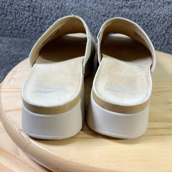 Dansko Shoe Ravyn Peep Toe Sandal Womens Size 10 Leather Beige Slip On Comfort - Picture 4 of 8